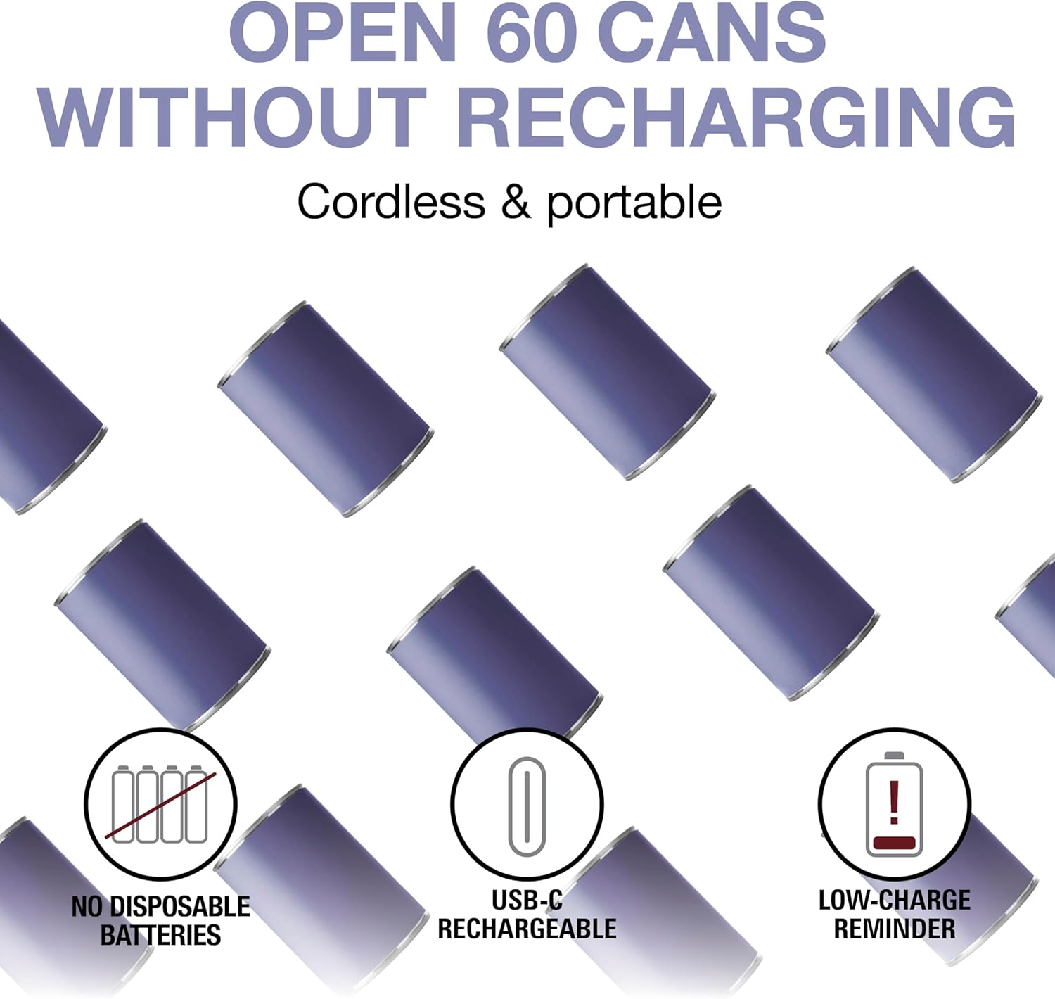 Automatic Electric Can Opener, Hands Free Cordless Operation & USB Rechargeable