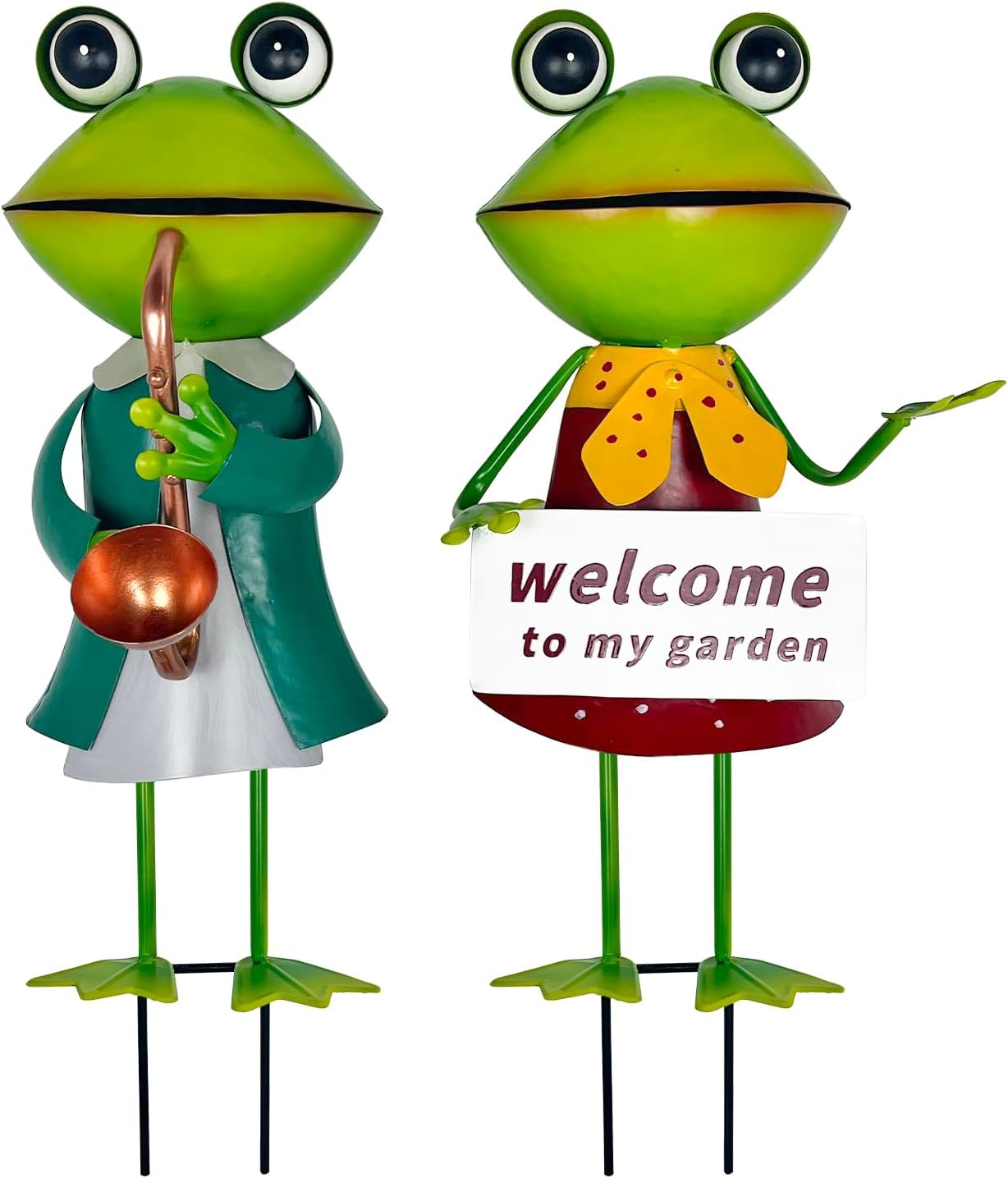 3D Frog Figurines - Christmas Holiday Lawn Patio Yard Fairy Garden Decor (with Welcome)