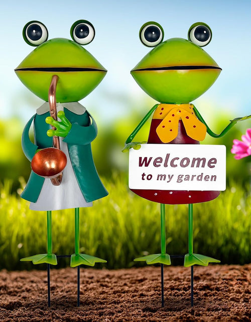 Load image into Gallery viewer, 3D Frog Figurines - Christmas Holiday Lawn Patio Yard Fairy Garden Decor (with Welcome)
