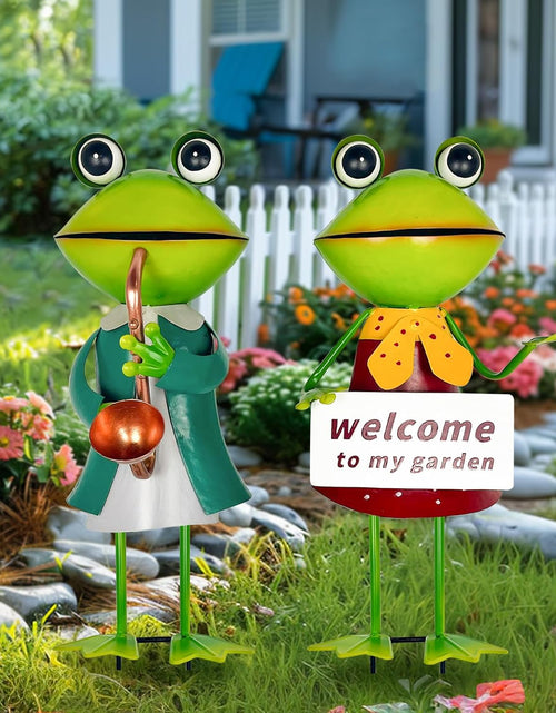 Load image into Gallery viewer, 3D Frog Figurines - Christmas Holiday Lawn Patio Yard Fairy Garden Decor (with Welcome)
