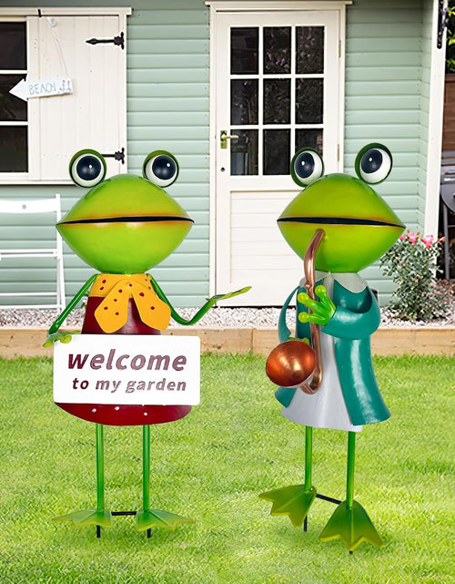 Load image into Gallery viewer, 3D Frog Figurines - Christmas Holiday Lawn Patio Yard Fairy Garden Decor (with Welcome)
