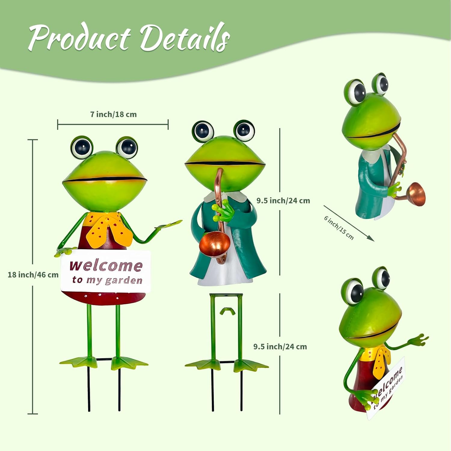 3D Frog Figurines - Christmas Holiday Lawn Patio Yard Fairy Garden Decor (with Welcome)