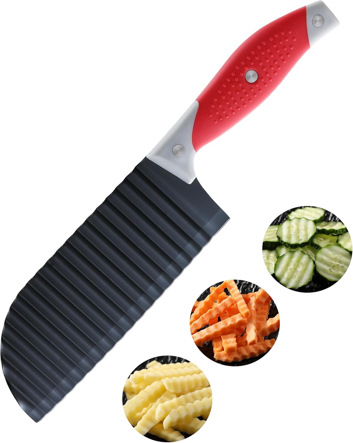 Crinkle Cutter for Veggies, French Fry, Potato, Cucumber, Carrot and Fruit ( Dishwasher Safe)