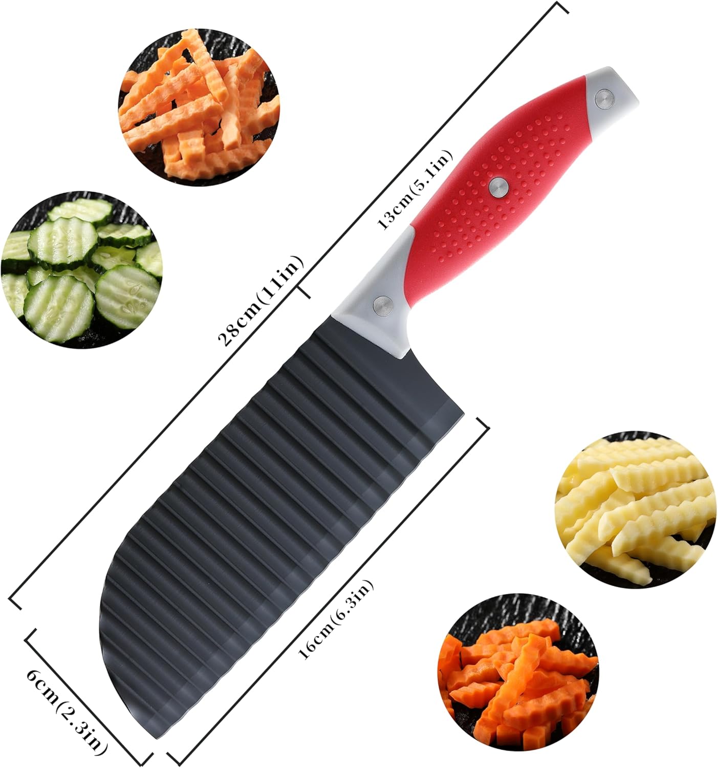 Crinkle Cutter for Veggies, French Fry, Potato, Cucumber, Carrot and Fruit ( Dishwasher Safe)