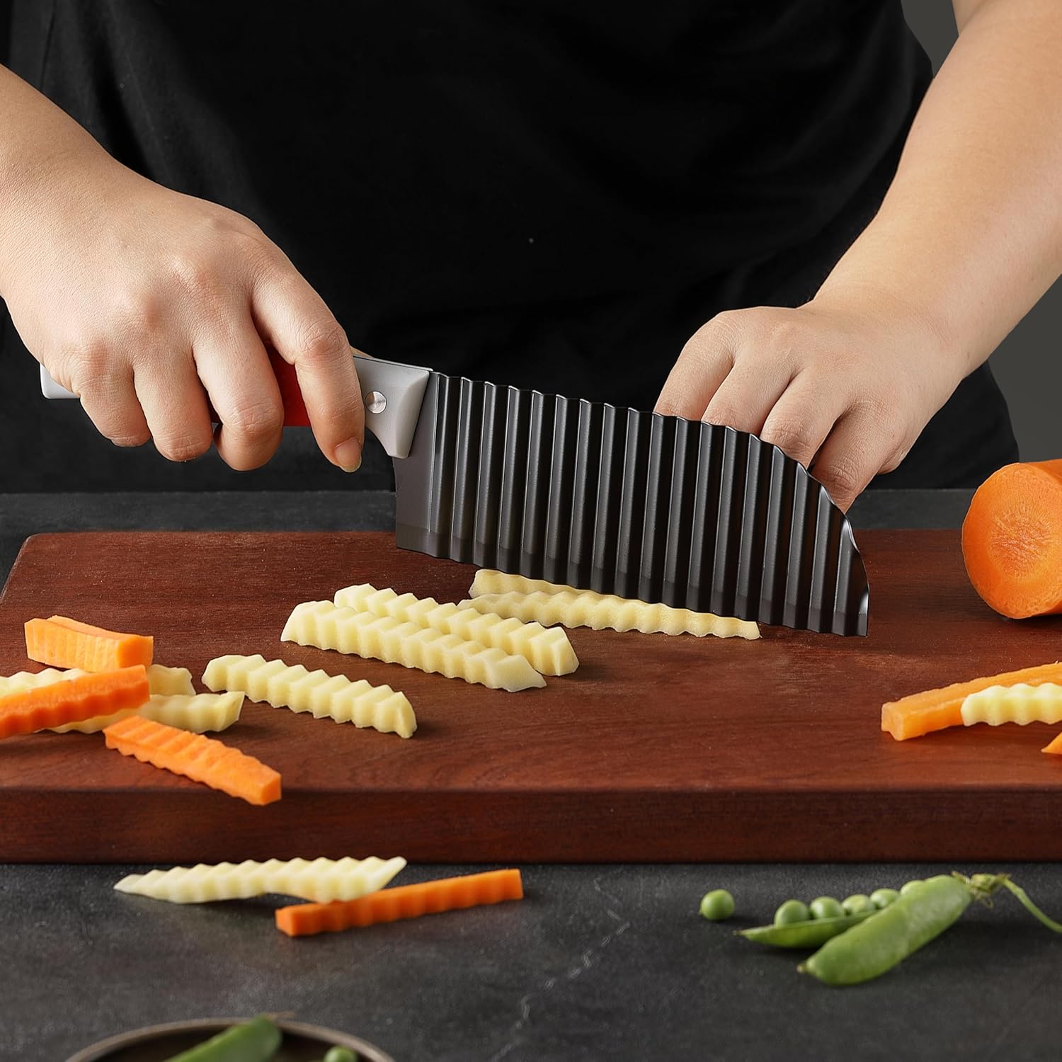 Crinkle Cutter for Veggies, French Fry, Potato, Cucumber, Carrot and Fruit ( Dishwasher Safe)