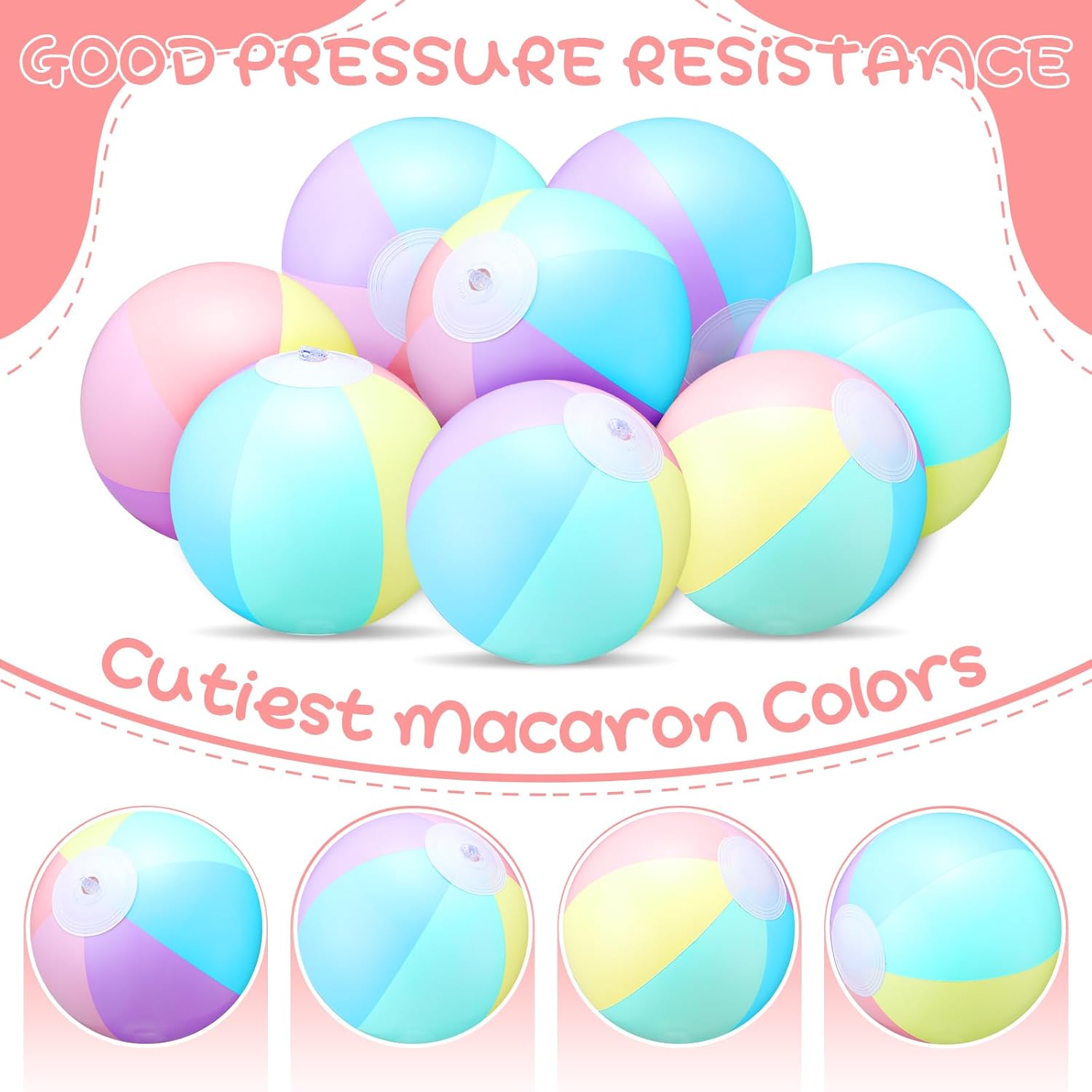 24 Pcs Inflatable Beach Balls Bulk Pastel Color  for Adults Summer Swimming Pool