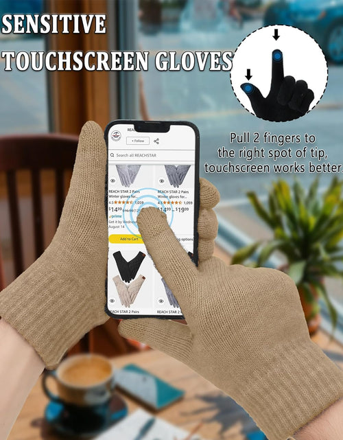 Load image into Gallery viewer, 3 In 1 Set for Cold Weather Womens Winter Warm Beanie Hat Touchscreen Gloves Scarf Set
