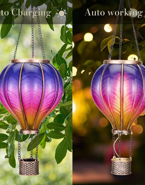Load image into Gallery viewer, Hot Air Balloon Solar Lantern for Garden Decor (Purple &amp; Pink)
