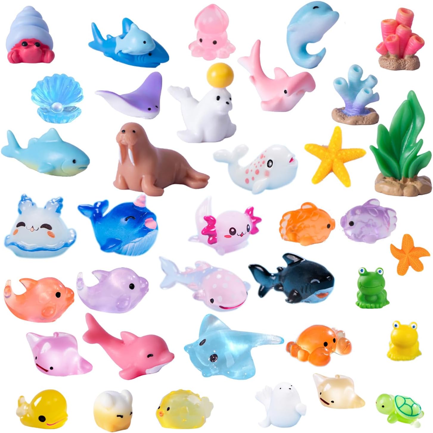 45 Pcs Mini Ocean Resin Animals Marine Miniature Animals Figurines