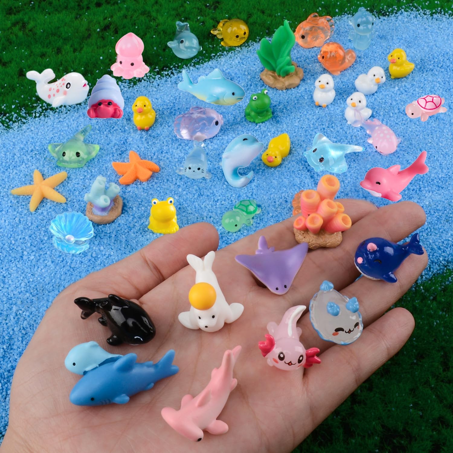 45 Pcs Mini Ocean Resin Animals Marine Miniature Animals Figurines