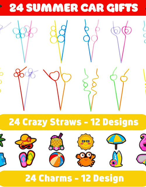 Load image into Gallery viewer, 24 PCS Summer Drinking Crazy Straws for Kids Beach Ball Pool Flamingo Summer with 2 Cleaning Brushes Reusable Straw
