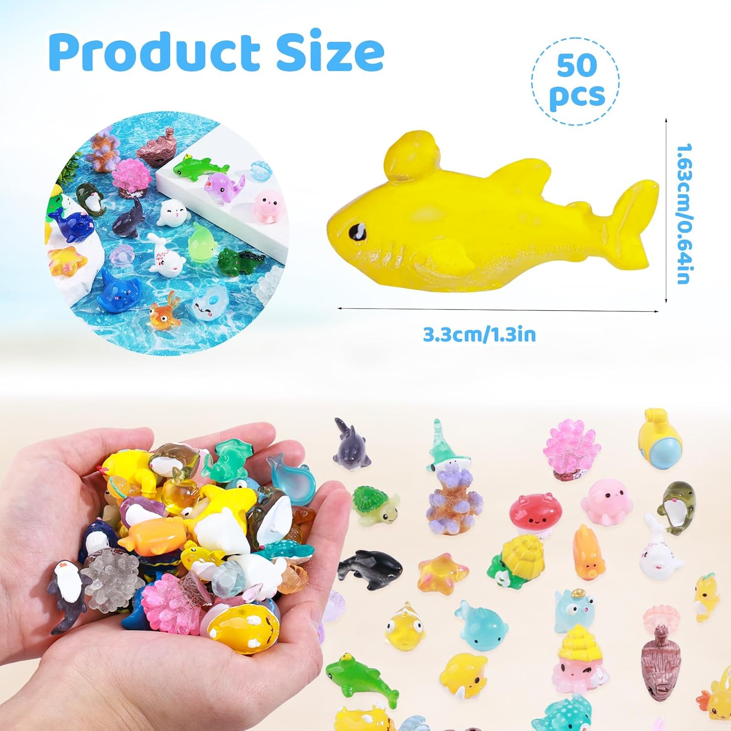 50pcs Mini Ocean Resin Animals Tiny Sea Animals Figurines Marine Miniature