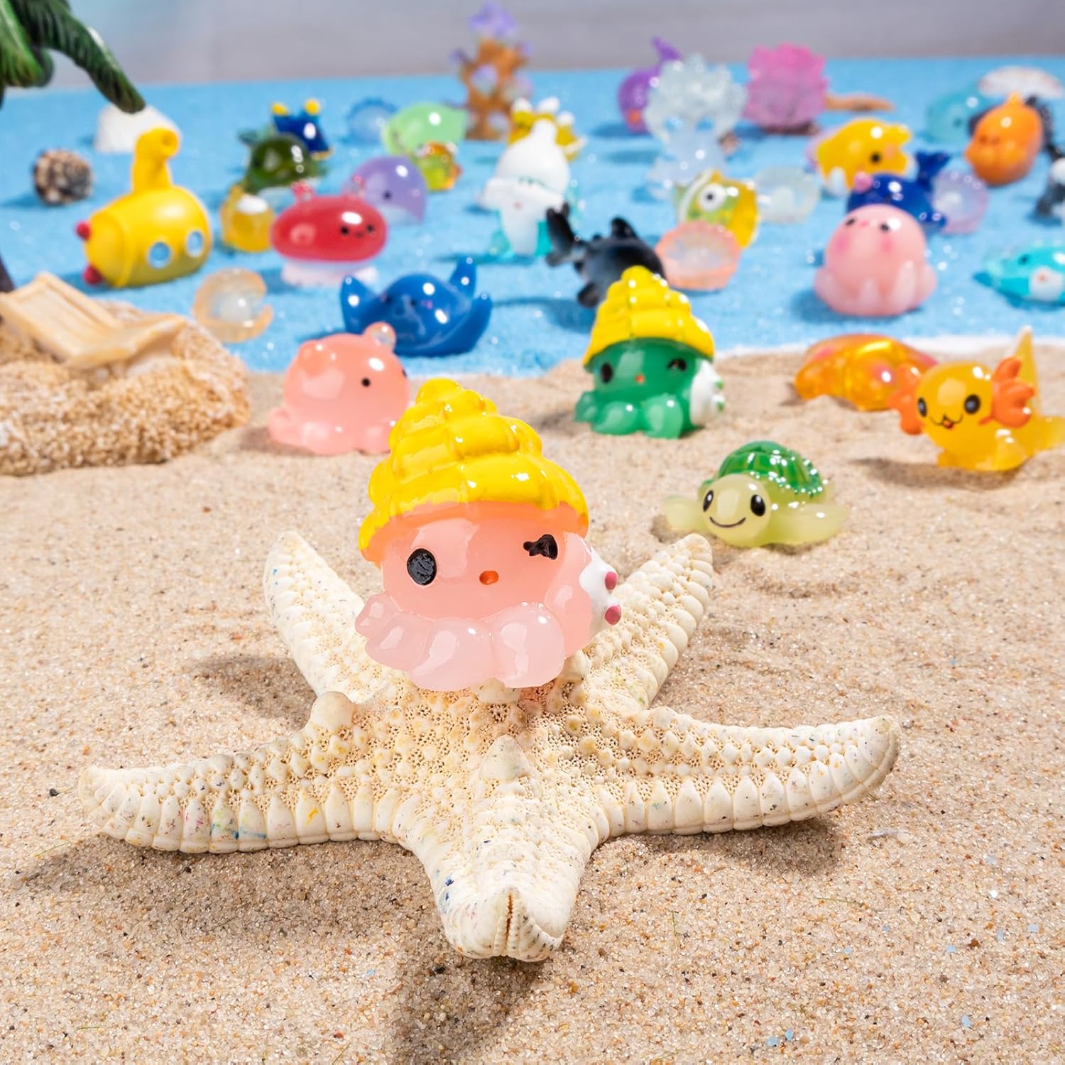 50pcs Mini Ocean Resin Animals Tiny Sea Animals Figurines Marine Miniature