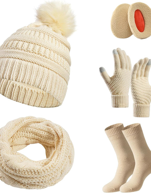 Load image into Gallery viewer, 5pcs Gift Set Winter Beanie Hat Scarf Gloves Set for Women
