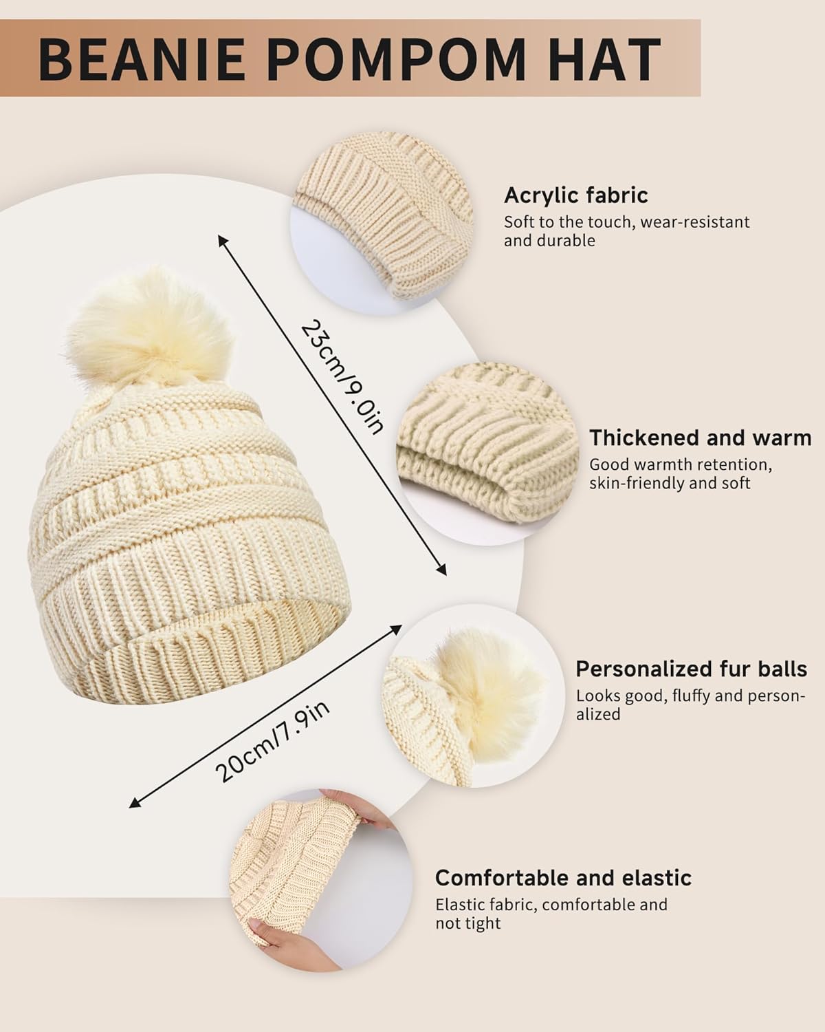 5pcs Gift Set Winter Beanie Hat Scarf Gloves Set for Women