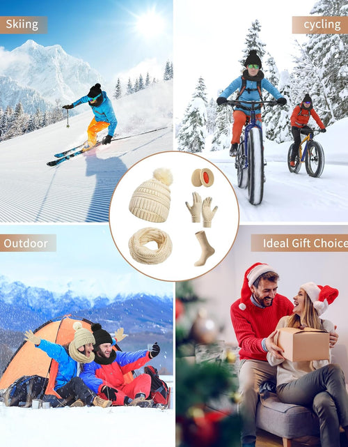 Load image into Gallery viewer, 5pcs Gift Set Winter Beanie Hat Scarf Gloves Set for Women
