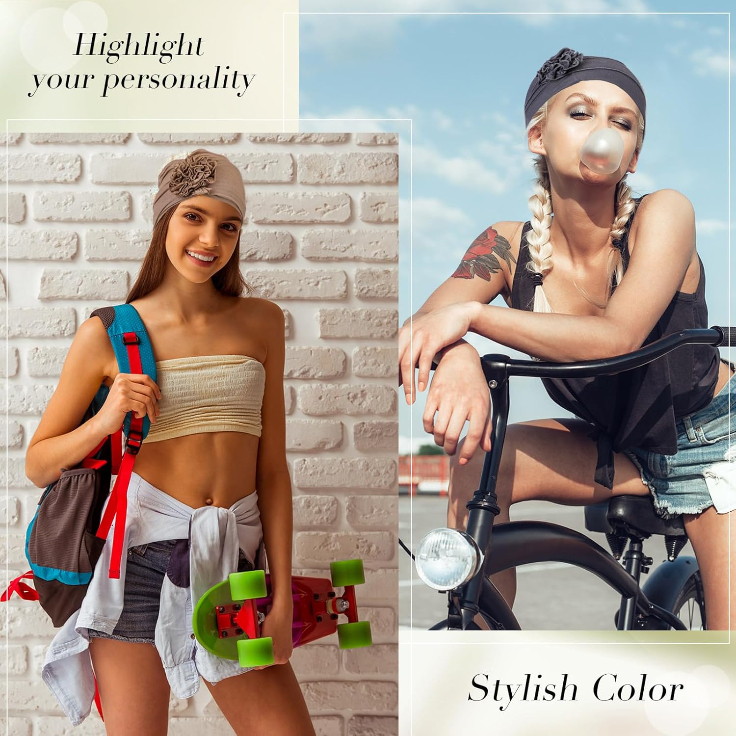 5 Pieces Women's Slouchy Beanie Hat Stretch Head Wraps