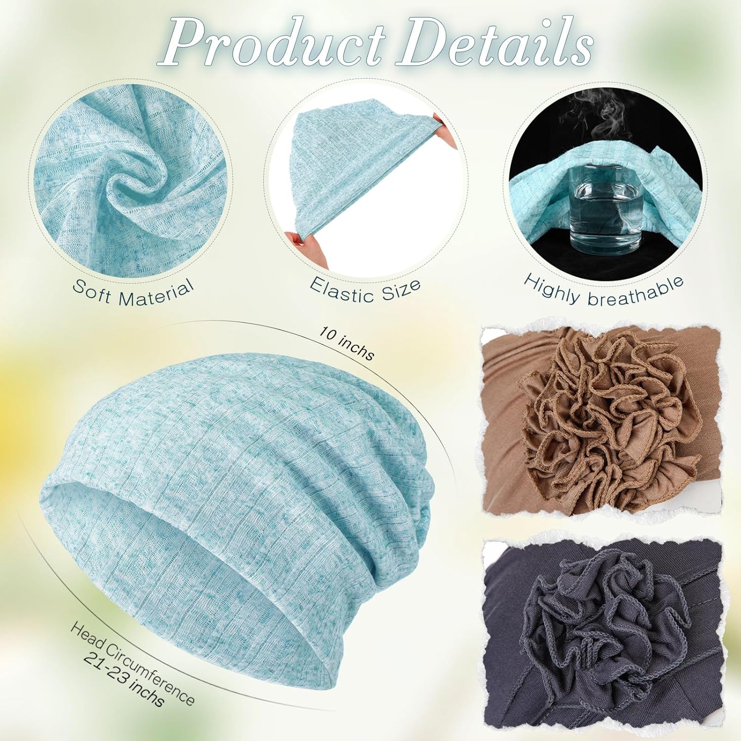 5 Pieces Women's Slouchy Beanie Hat Stretch Head Wraps