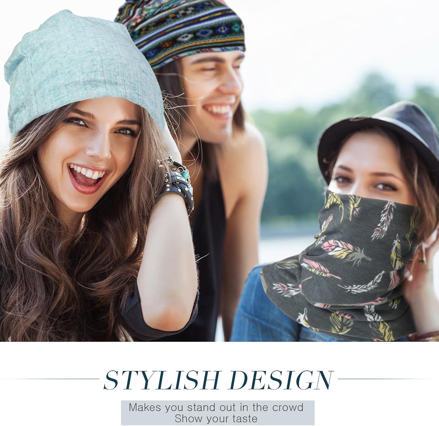 5 Pieces Women's Slouchy Beanie Hat Stretch Head Wraps