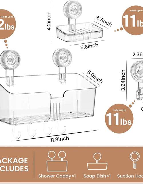 Load image into Gallery viewer, 4 Packs Shower Caddy Suction Cup Clear NO-Drilling Shower Organizer Bathroom
