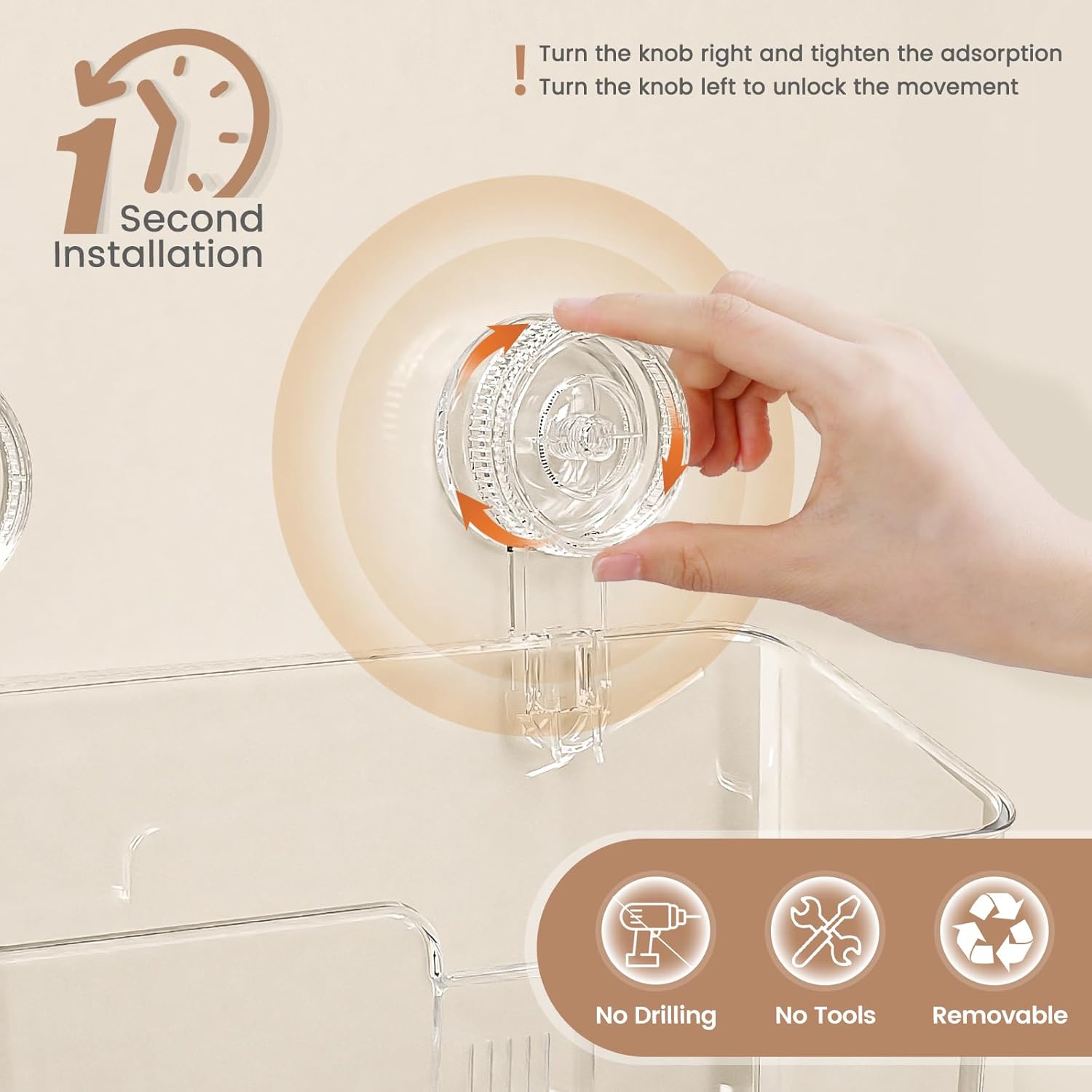 4 Packs Shower Caddy Suction Cup Clear NO-Drilling Shower Organizer Bathroom