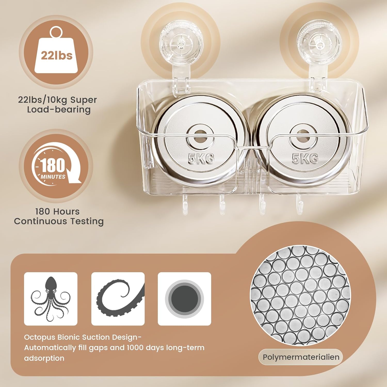 4 Packs Shower Caddy Suction Cup Clear NO-Drilling Shower Organizer Bathroom