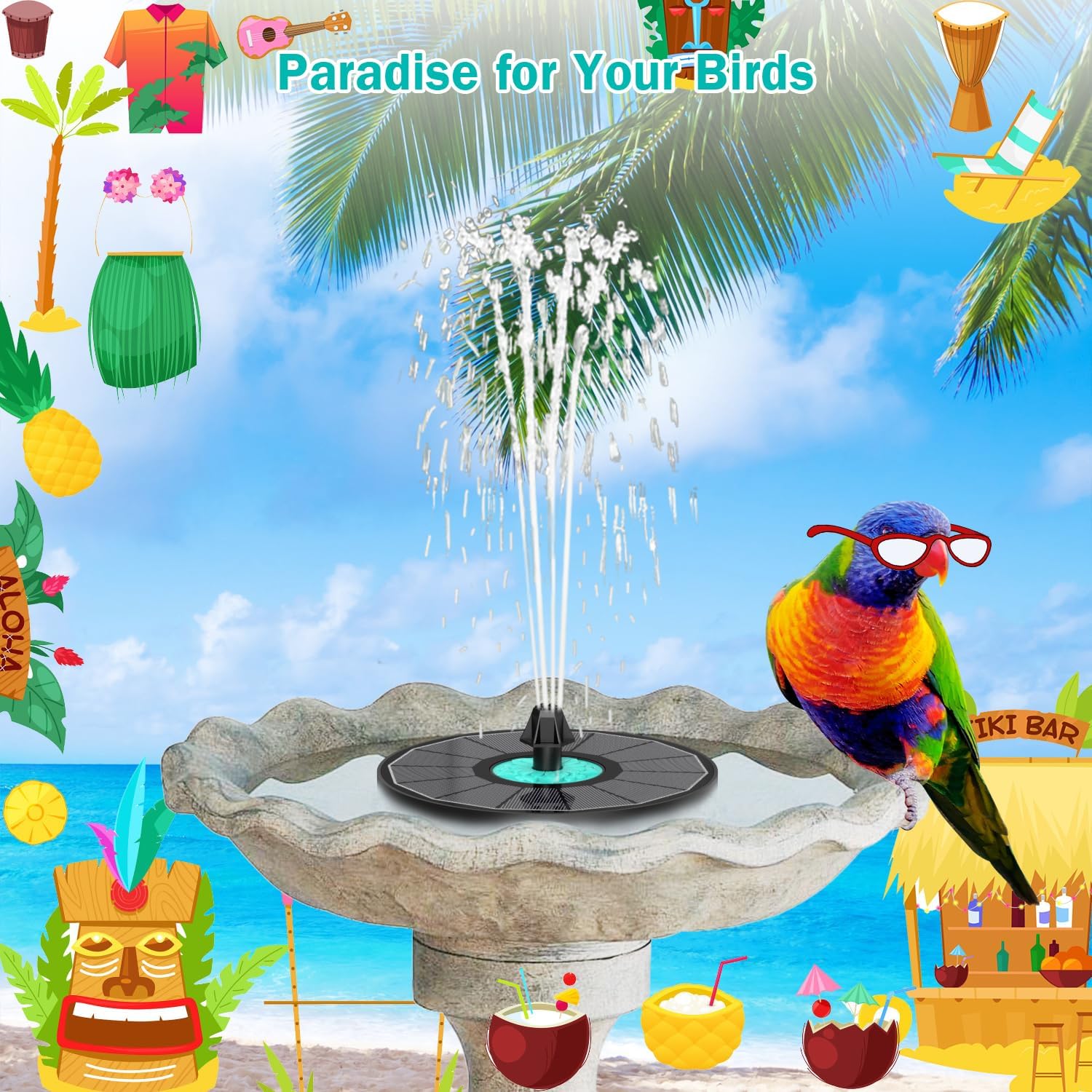 Solar Fountain Cyan Flower, Upgrade 3.5W Solar Bird Bath Fountains