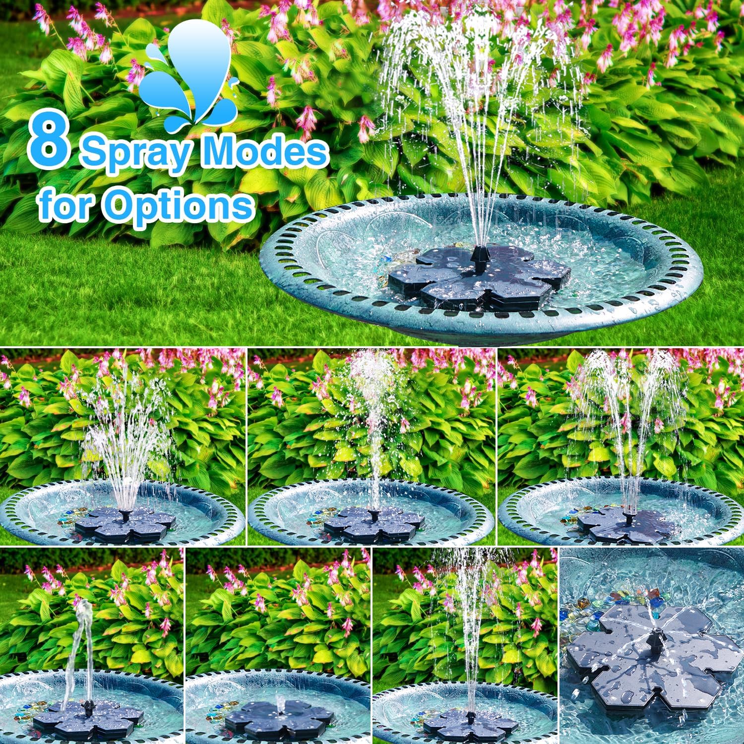Solar Fountain Snowflake Style, 2025 Upgrade 3.5W Solar Bird Bath Fountains