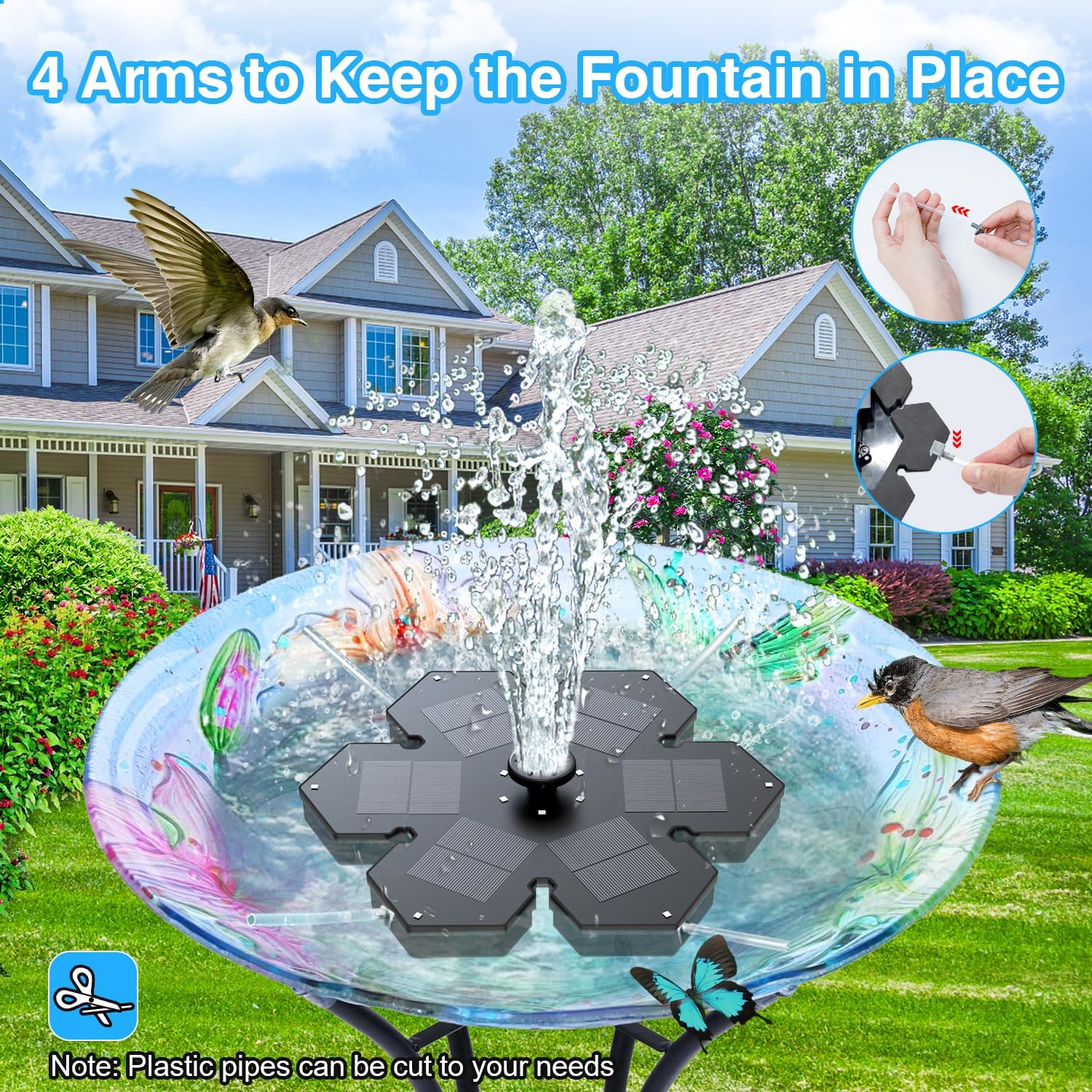 Solar Fountain Snowflake Style, 2025 Upgrade 3.5W Solar Bird Bath Fountains