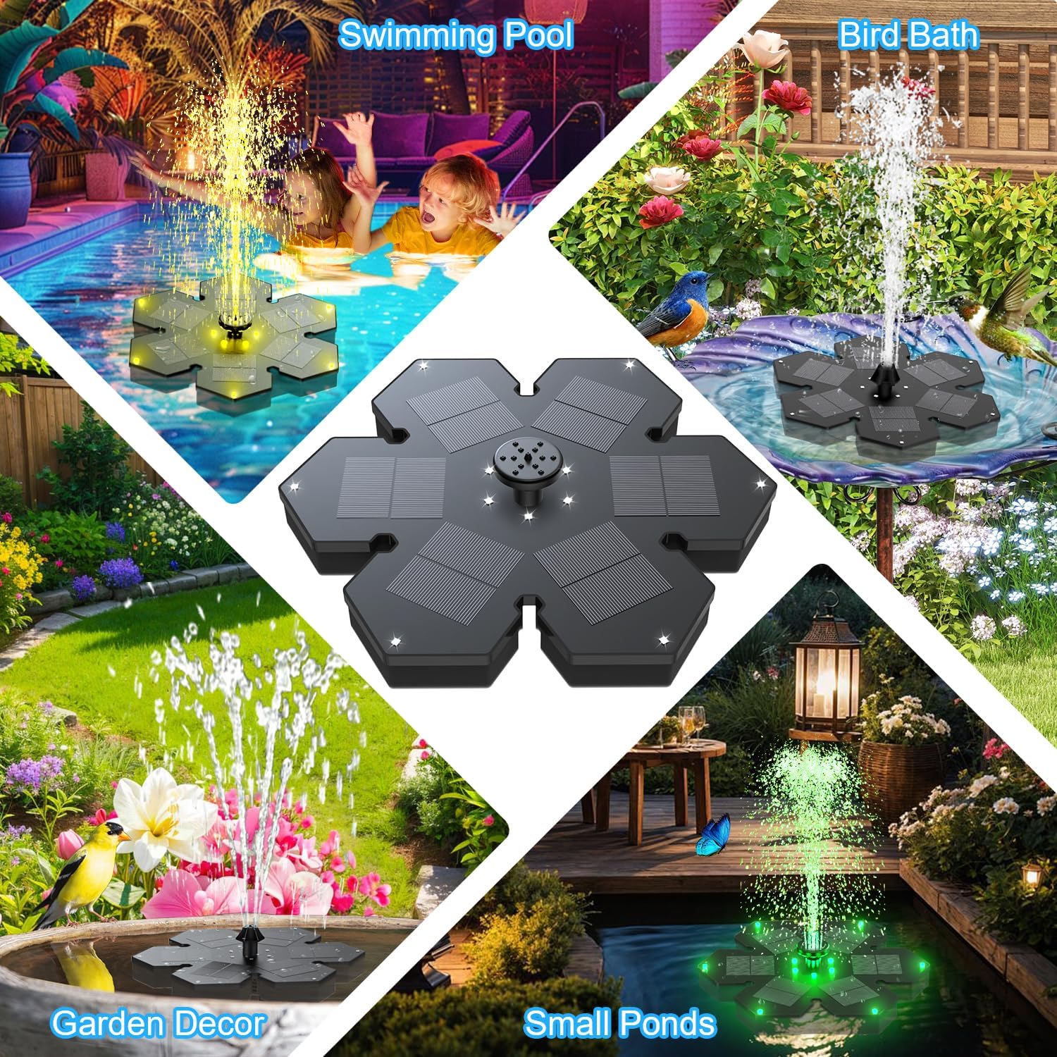 Solar Fountain Snowflake Style, 2025 Upgrade 3.5W Solar Bird Bath Fountains
