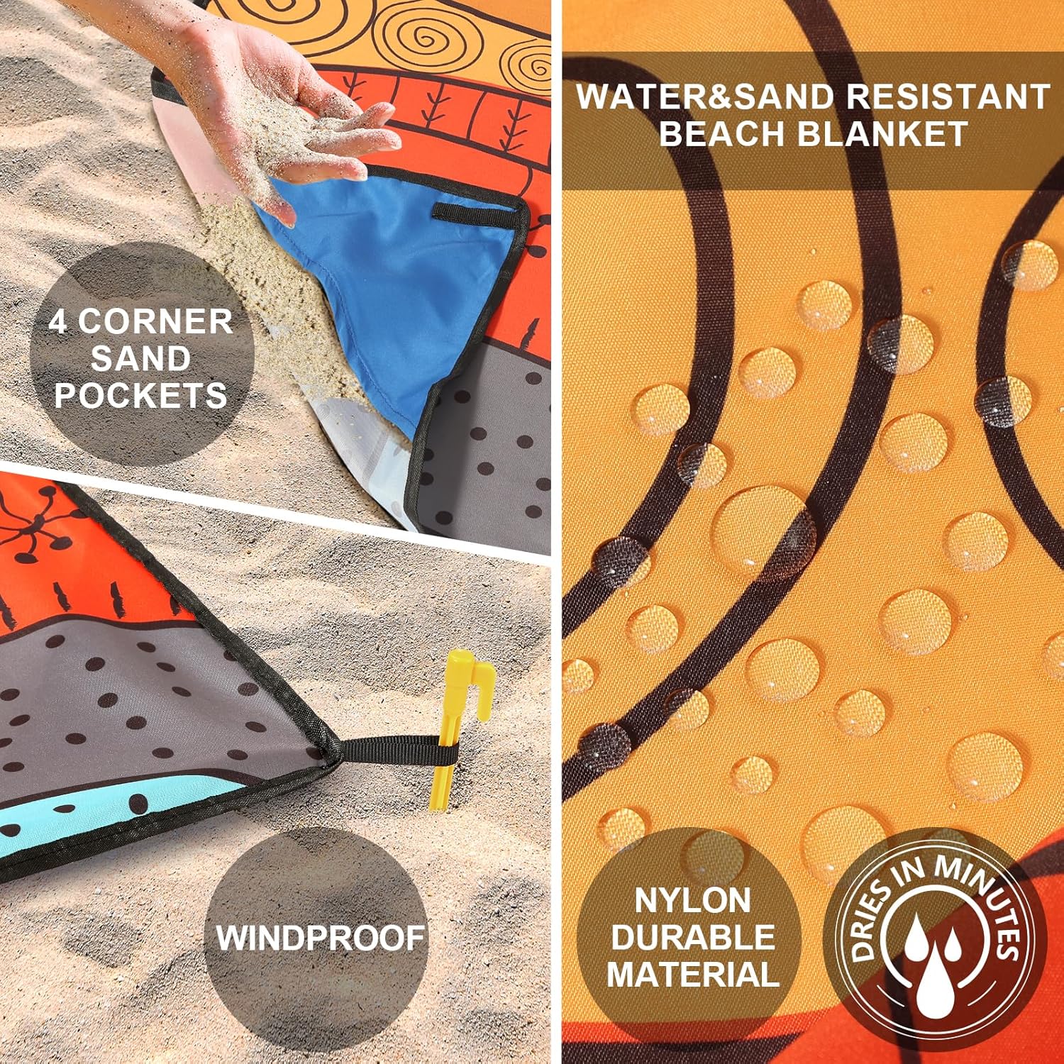 Summer Beach Blanket Waterproof Sandproof Extra Large Beach Mat 79" X 83" (Turtle)