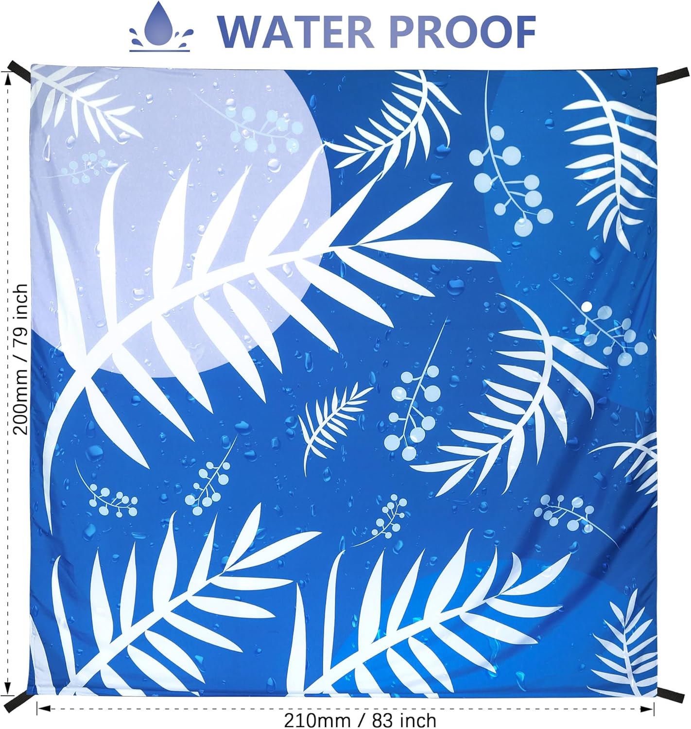 Summer Beach Blanket Waterproof Sandproof Extra Large Beach Mat 79" X 83" (Blue)
