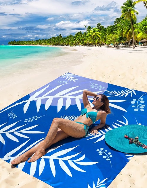 Load image into Gallery viewer, Summer Beach Blanket Waterproof Sandproof Extra Large Beach Mat 79&quot; X 83&quot; (Blue)
