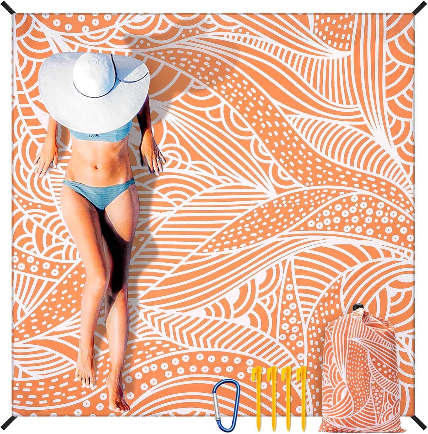 Summer Beach Blanket Waterproof Sandproof Extra Large Beach Mat 79" X 83"