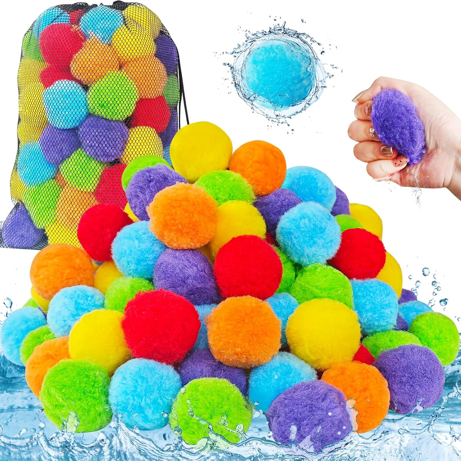 120 Pcs Reusable Water Balls,Reusable Soaker Balloons Toy Ball for Pool