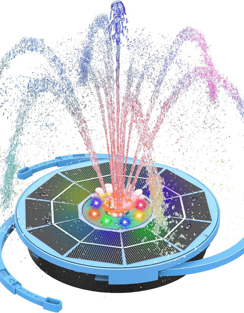 Load image into Gallery viewer, 3.5W Solar Bird Bath Fountain with LED Colorful Lights &amp; 3000mAh Battery, Solar Fountain Pump with 10 Nozzles
