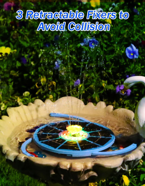 Load image into Gallery viewer, 3.5W Solar Bird Bath Fountain with LED Colorful Lights &amp; 3000mAh Battery, Solar Fountain Pump with 10 Nozzles
