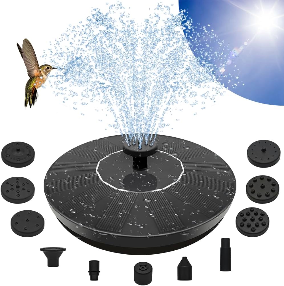 Solar Fountain Pump, Garden Bird Bath Solar Water Fountain Feature 1.5W Powered Pump