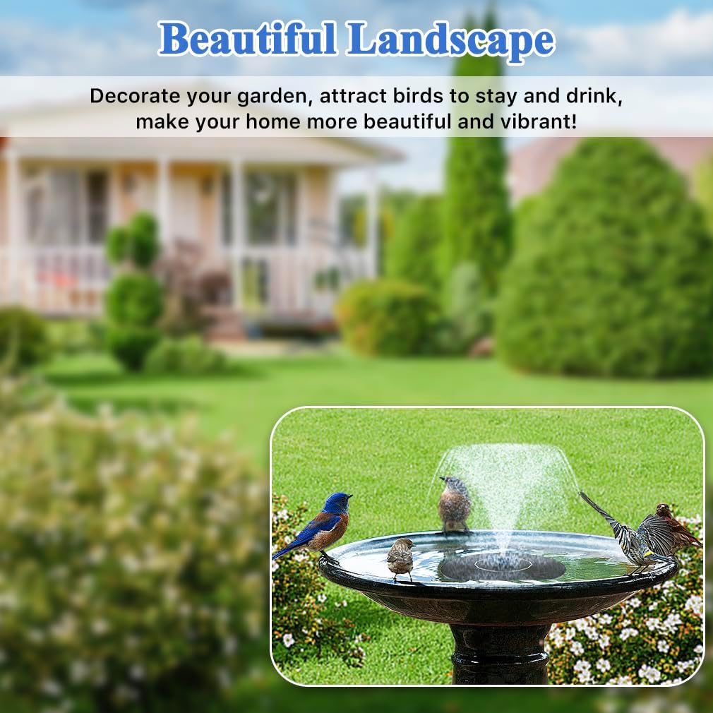 Solar Fountain Pump, Garden Bird Bath Solar Water Fountain Feature 1.5W Powered Pump