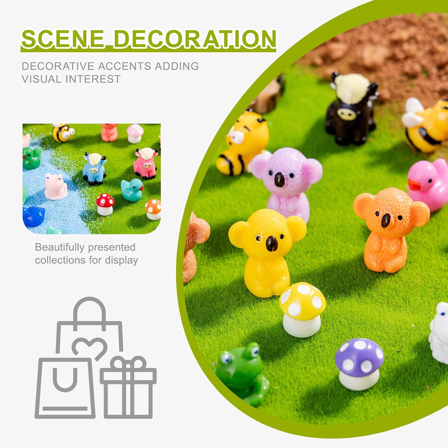 52pcs Mini Resin Animal Figures Bulk Duck Mushroom Frog Tiny Resin