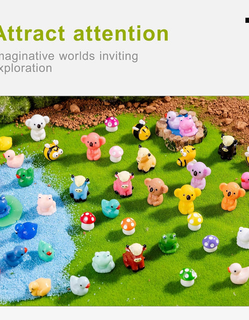 Load image into Gallery viewer, 52pcs Mini Resin Animal Figures Bulk Duck Mushroom Frog Tiny Resin
