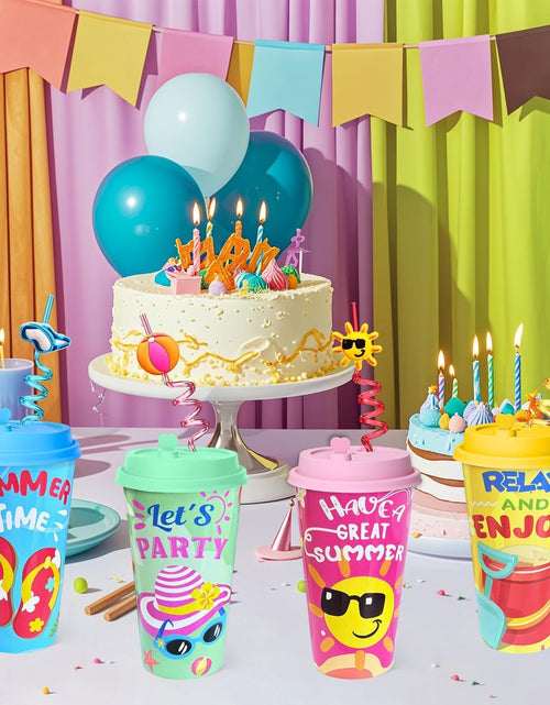 Load image into Gallery viewer, 48Pcs Pool Beach Birthday Party Decorations Cups with Silly Straws Bulk Summer
