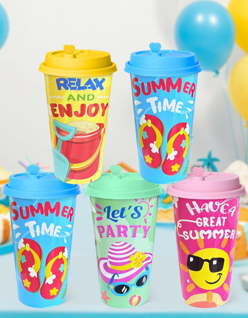 Load image into Gallery viewer, 48Pcs Pool Beach Birthday Party Decorations Cups with Silly Straws Bulk Summer
