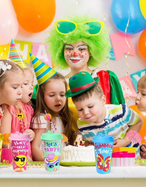 Load image into Gallery viewer, 48Pcs Pool Beach Birthday Party Decorations Cups with Silly Straws Bulk Summer
