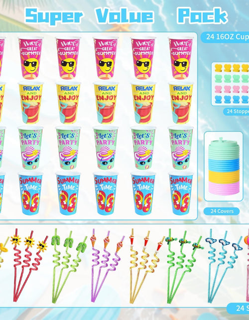 Load image into Gallery viewer, 48Pcs Pool Beach Birthday Party Decorations Cups with Silly Straws Bulk Summer
