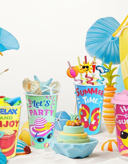 Load image into Gallery viewer, 48Pcs Pool Beach Birthday Party Decorations Cups with Silly Straws Bulk Summer
