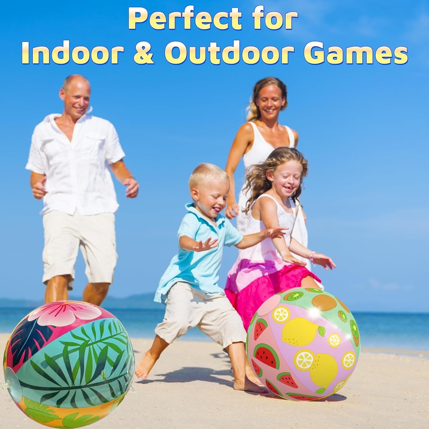4 Pack 20" Beach Balls, Large Inflatable Pool Toys