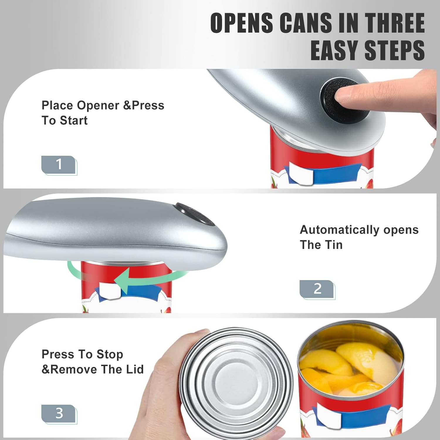 Effortless Can Opening: Auto Electric Can Opener - One-Touch Operation, Hands-Free