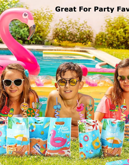 Load image into Gallery viewer, 24Pcs Beach Drinking Straws, Summer Pool Beach Party Favors, Crazy Silly Straws for Kids with 2 PCS Cleaning Brushes
