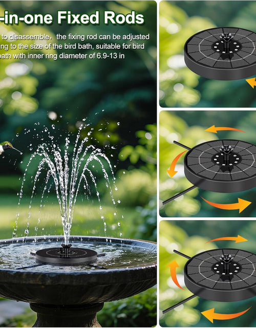 Load image into Gallery viewer, Solar Fountain Pump with 3 Spray Height Adjustments, Upgraded Glass Solar Bird Bath Fountains with LED Lights
